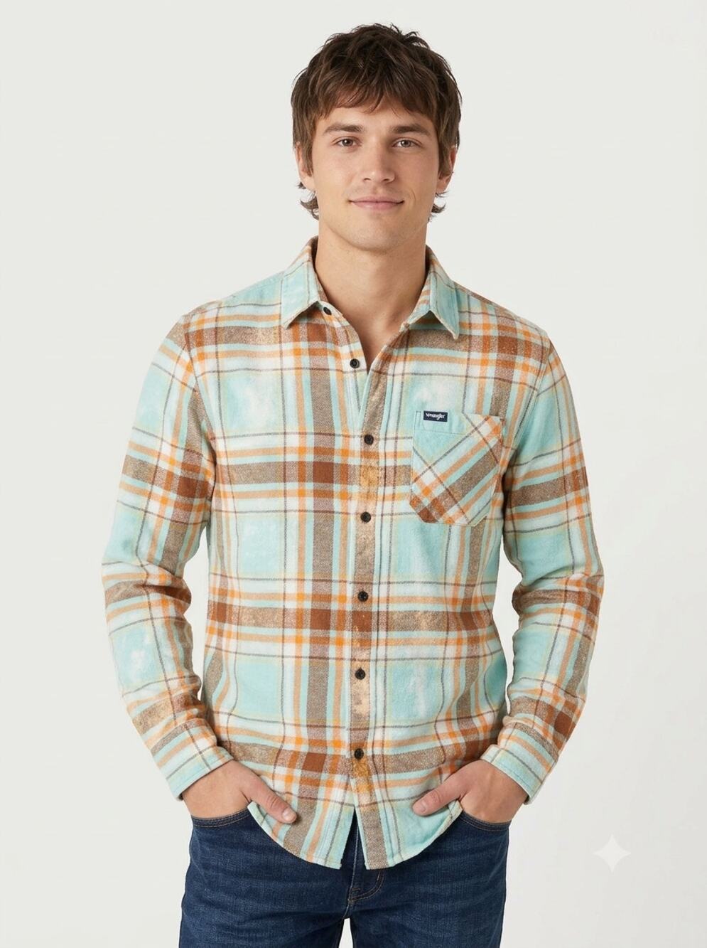VTG Angry Minnow Flannel Co Button Up Shirt Men's S Multicolor Plaid Wild Child